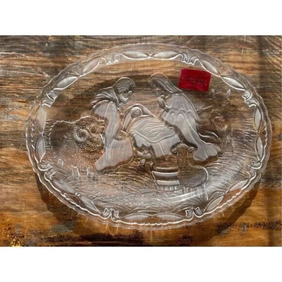 Mikasa Celebrations Rejoice Crystal Nativity‎ Scene Plate Plaque Clear 9" NWT - Picture 5 of 5